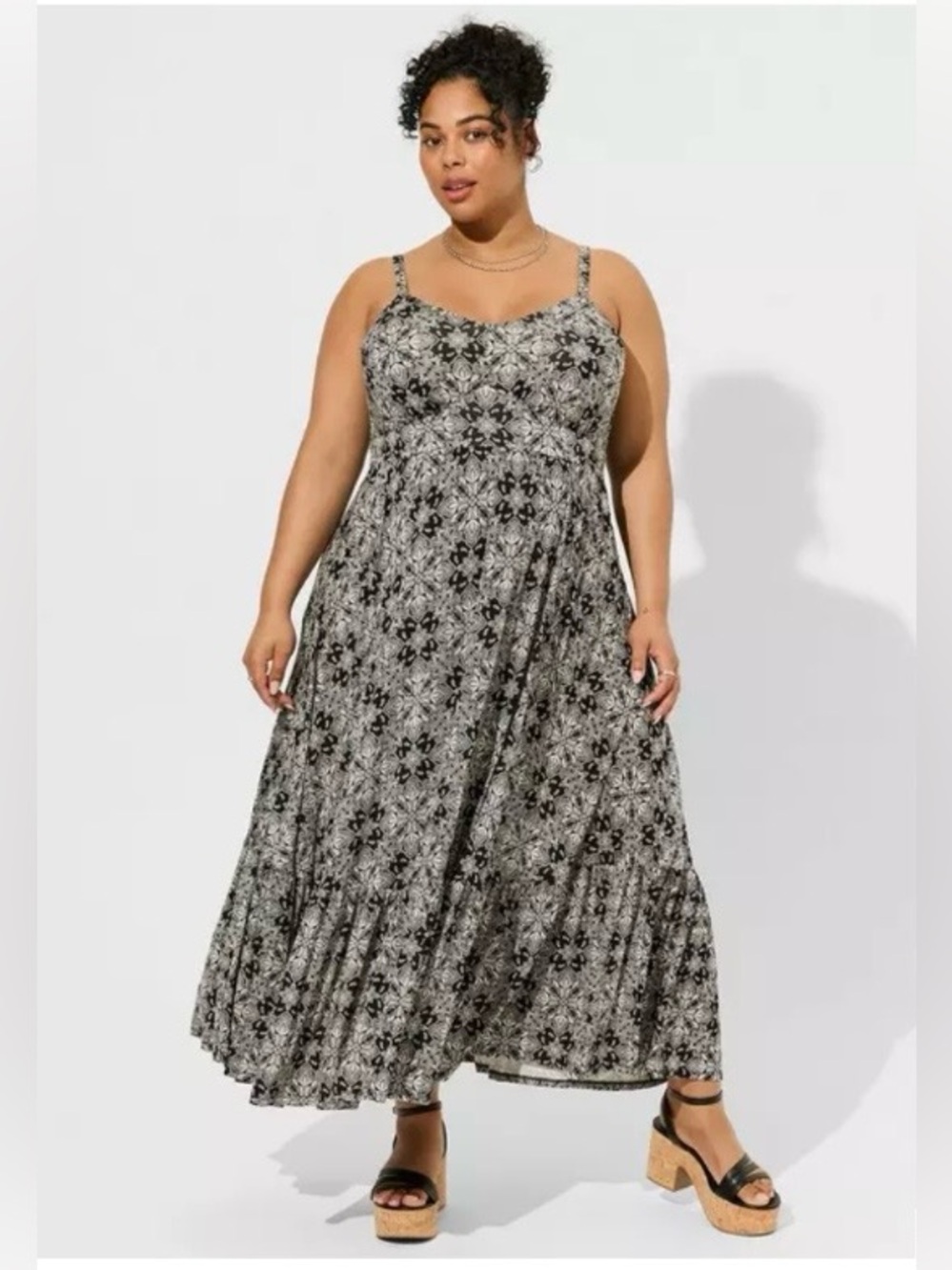 Torrid Black and White Printed A-Line Maxi Dress - Size 0X
